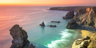 Carnewas and Bedruthan Steps in Cornwall